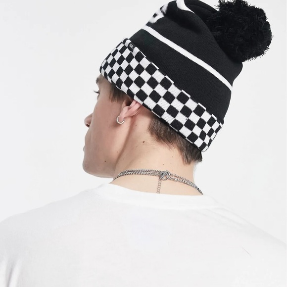 Vans WM Spirit Pom Black Checker Beanie Skateboarding Hat Women Men VN0A5LG3BLK - Picture 15 of 16